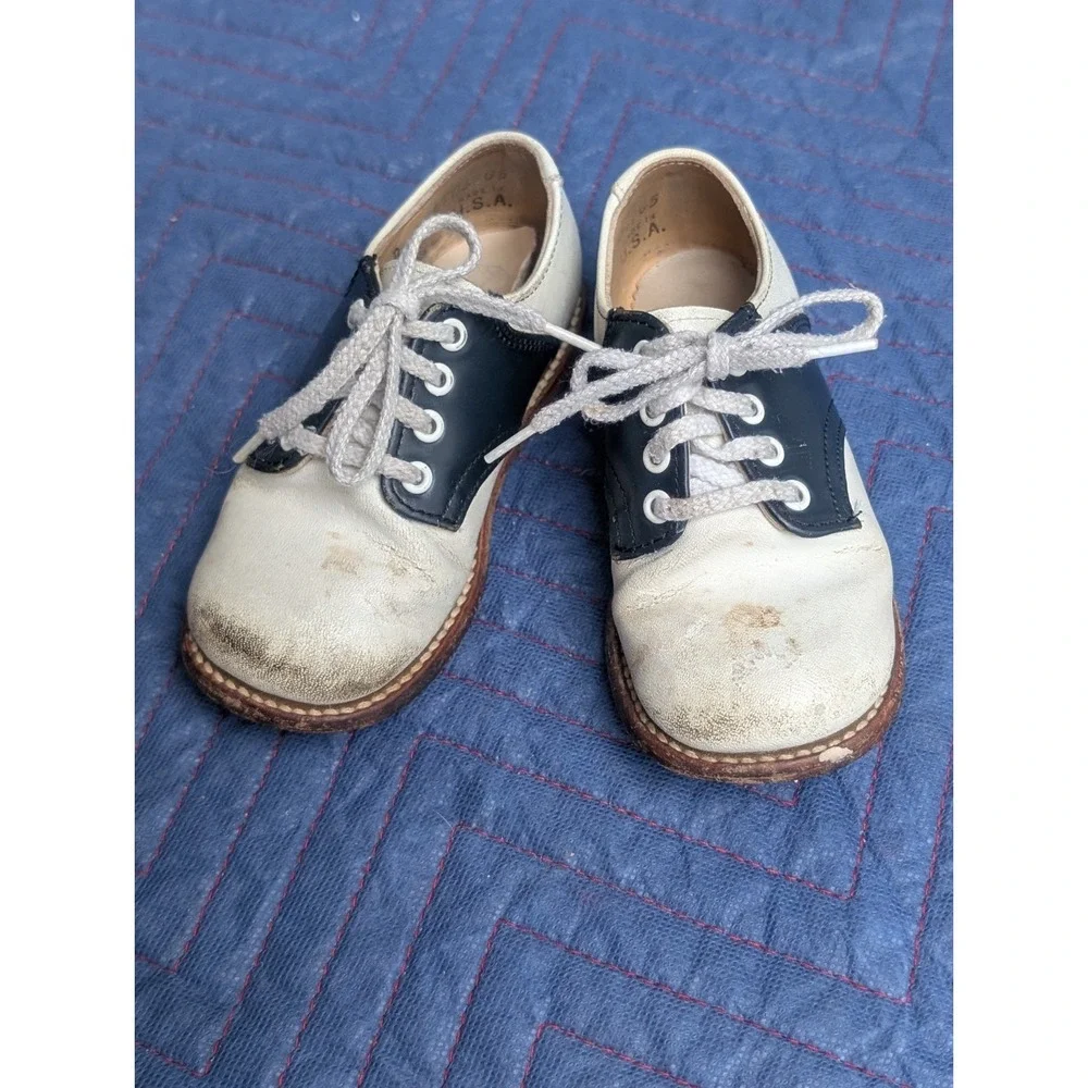 Ruggies Vintage Leather Oxford Childs Shoes, Boy/Girl Size 7D Made In USA